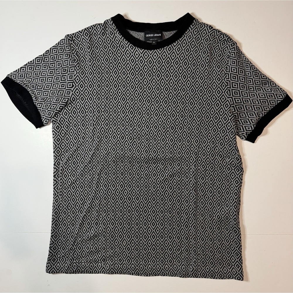 Giorgio Armani Shirt Size 54 Mens Jacquard Knit Herringbone
